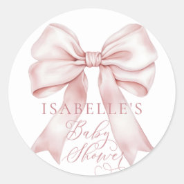Roze Bow Meisje Baby shower Ronde Sticker
