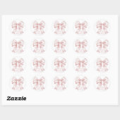 Roze Bow Meisje Baby shower Ronde Sticker (Vel)