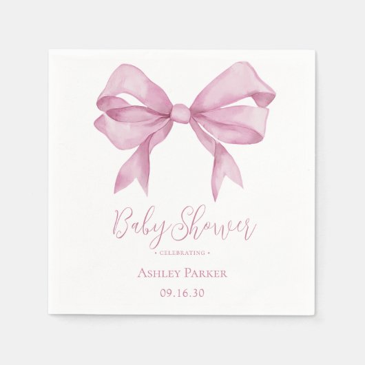 Roze Bow Meisje Baby shower Servet (Voorkant)