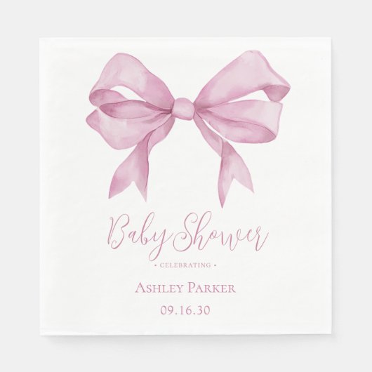 Roze Bow Meisje Baby shower Servet (Voorkant)