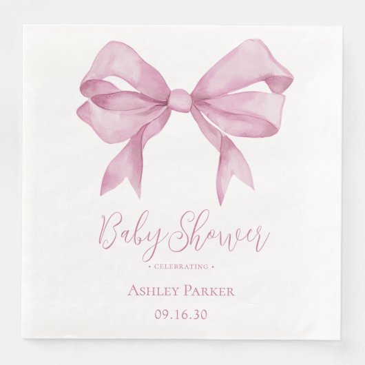 Roze Bow Meisje Baby shower Servet (Voorkant)