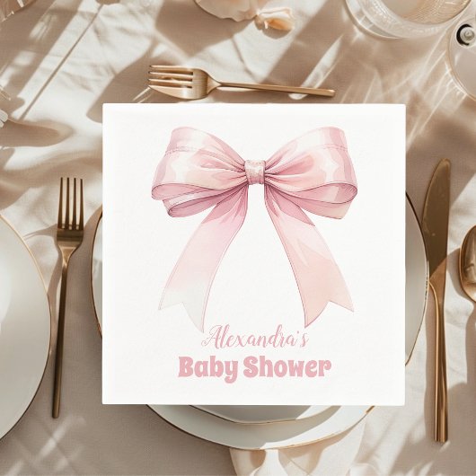 Roze Bow Meisje Baby shower Servet