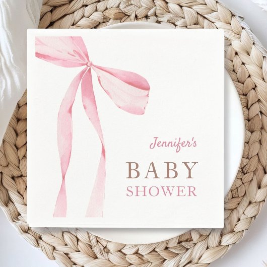 Roze Bow Meisje Baby shower Servet
