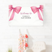 Roze Bow Meisje Baby shower Spandoek (Insitu)