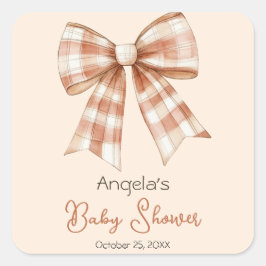 Roze Bow Meisje Baby shower Vierkante Sticker