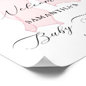 Roze Bow Meisje Baby shower Welkom Poster (Hoek)