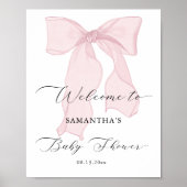 Roze Bow Meisje Baby shower Welkom Poster (Voorkant)