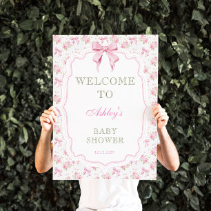 Roze Bow Meisje Baby shower Welkom Poster