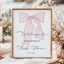 Roze Bow Meisje Baby shower Welkom