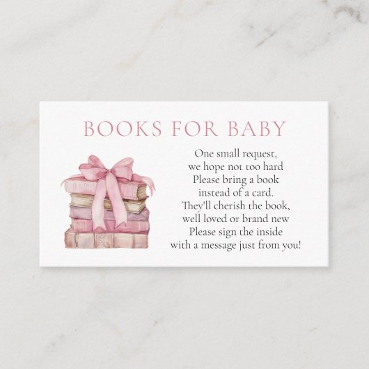Roze Bow Meisje Boeken voor Baby insert kaart (Voorkant)