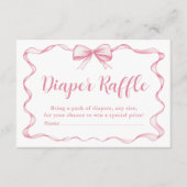 Roze Bow Meisje Lint Baby shower Luier Raffle Informatiekaartje (Voorkant)