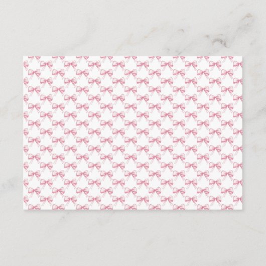 Roze Bow Meisje Lint Baby shower Luier Raffle Informatiekaartje (Achterkant)