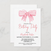 Roze Bow Meisje Lint Verjaardag Strook Kaart (Voorkant / Achterkant)