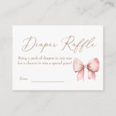 Roze Bow Meisje Minimalistisch Baby shower Luierlo Informatiekaartje (Voorkant)