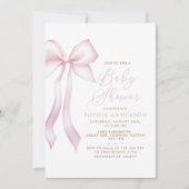 Roze Bow Meisje Modern Baby shower Kaart (Voorkant)