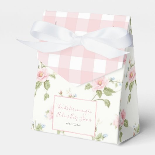 Roze Bow Meisje Preppy Southern Baby shower Bedankdoosjes (Voorkant Zijde)