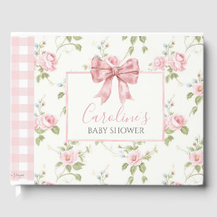 Roze Bow Meisje Preppy Southern Baby shower Gastenboek