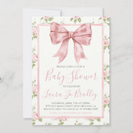 Roze Bow Meisje Preppy Southern Baby shower Kaart