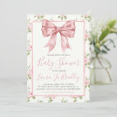 Roze Bow Meisje Preppy Southern Baby shower Kaart (Staand voorkant)