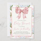 Roze Bow Meisje Preppy Southern Baby shower Kaart (Voorkant)