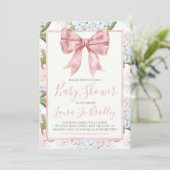Roze Bow Meisje Preppy Southern Baby shower Kaart (Staand voorkant)