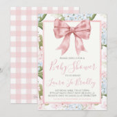 Roze Bow Meisje Preppy Southern Baby shower Kaart (Voorkant / Achterkant)