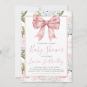 Roze Bow Meisje Preppy Southern Baby shower Kaart (Voorkant)