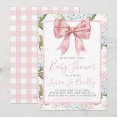 Roze Bow Meisje Preppy Southern Baby shower Kaart (Voorkant / Achterkant)