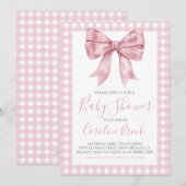 Roze Bow Meisje Preppy Southern Baby shower Kaart (Voorkant / Achterkant)
