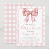 Roze Bow Meisje Preppy Southern Baby shower Kaart (Voorkant / Achterkant)
