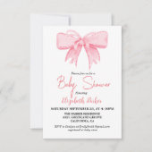 Roze Bow Meisje Ribbon Baby shower sprinkle Kaart (Voorkant)