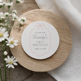  Roze Bow Meisje Verjaardag Ronde Sticker