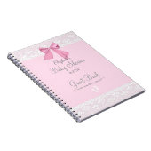Roze Bow met Afbeelding Baby shower Gastboek met k Notitieboek (Rechterzijde)