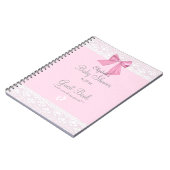 Roze Bow met Afbeelding Baby shower Gastboek met k Notitieboek (Linkerzijde)