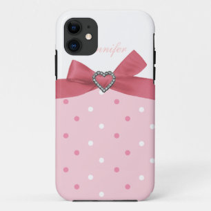 Roze Bow met Jewel Print Polka Dot iPhone Case