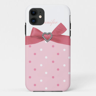 Roze Bow met Jewel Print Polka Dot iPhone Case