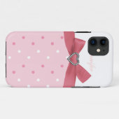 Roze Bow met Jewel Print Polka Dot iPhone Case (Achterkant (horizontaal))