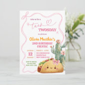 Roze Bow Mexicaanse Taco Twosday 2e Verjaardag Mei Kaart (Staand voorkant)