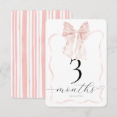 Roze Bow Milestone Kaarten Baby Foto Prop - 3 maan (Voorkant / Achterkant)
