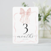 Roze Bow Milestone Kaarten Baby Foto Prop - 3 maan (Staand voorkant)