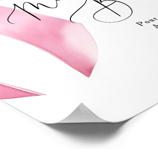 Roze Bow Mimosa bar Coquette Vrijgezellenfeest Poster (Hoek)