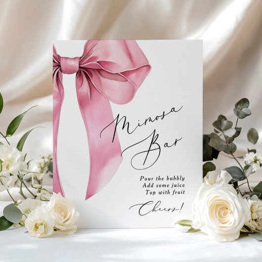 Roze Bow Mimosa bar Coquette Vrijgezellenfeest Poster