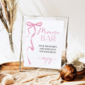 Roze Bow Mimosa Bar Vrijgezellenfeest Teken Poster