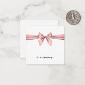 Roze bow Mini Dank u wel briefkaart (Voorkant / Achterkant in situ)