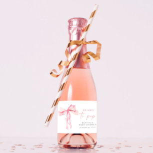 Roze Bow Mini Mousserende Wijnlabels Klaar voor Po Sparkling Wijnetiket