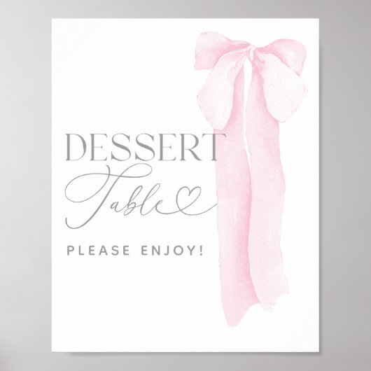Roze Bow Minimalistische Meisje Baby shower Desser Poster (Voorkant)