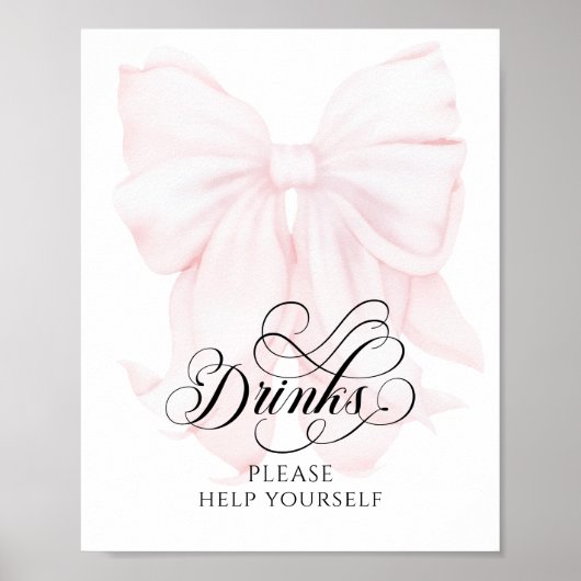 Roze Bow Modern Baby shower Drinken Poster (Voorkant)