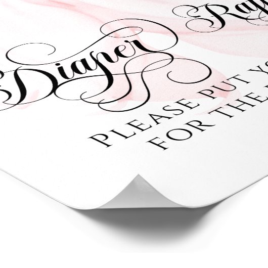 Roze Bow Modern Baby shower Luier Raffle Poster (Hoek)