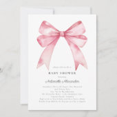 Roze Bow Modern Coquette Meisje Baby shower Kaart (Voorkant)