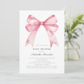 Roze Bow Modern Coquette Meisje Baby shower Kaart (Staand voorkant)
